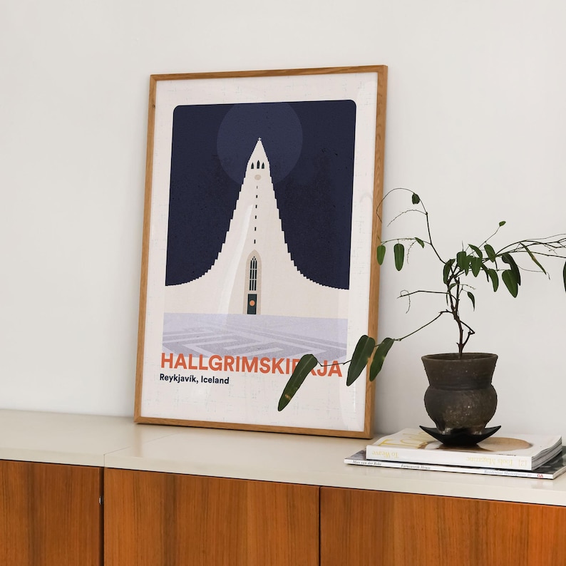 Hallgrimskirkja Poster | Reykjavik Iceland Travel Print image 1