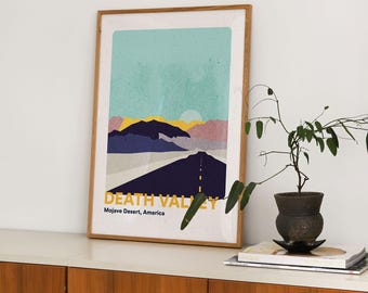 Póster del Valle de la Muerte / Impresión del Parque Nacional de California / Arte mural del desierto
