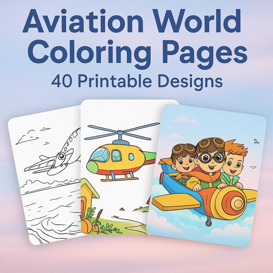 Aviation World Coloring Pages for Kids – 40 Printable Designs Bundle - Etsy