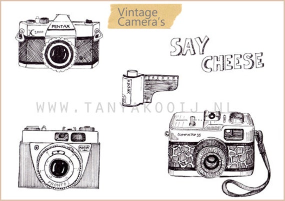 Vintage camera clip art in JPEG and PNG high resolution 300 | Etsy