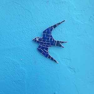 Pássaro em mosaico, arte em mosaico, arte em parede em mosaico, decoração em mosaico, mosaico artesanal,