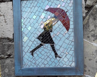 it's raining,mosaic art,mosaic ,mosaic wall art,mosaic decoration,handmade mosaic,