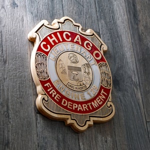 Custom Firefighter Badge or Helmet Shield – CNC Carved in Cherry Wood – Retirement Gift, Fire Dept Patch, Wall or Shadow Box Display