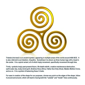 Puede incluir: Un s&iacute;mbolo Triskele dorado, tambi&eacute;n conocido como triskelion o triquetra, es un dise&ntilde;o en espiral de tres partes. Es un s&iacute;mbolo antiguo que representa el movimiento y el equilibrio.