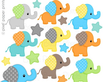 Elephant clipart - Digital Clip Art - Personal and commercial use