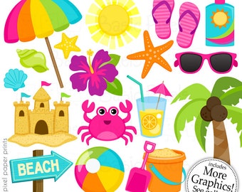 Beach Clipart 2- Digital Clip Art - Personal and commercial use