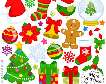 Christmas Clipart - Digital Clip Art - Christmas Elements - Personal and commercial use