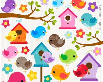 Bird clipart - Bird House Digital Clip Art - Personal and commercial use - PNG files