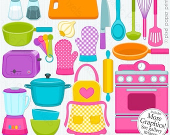 Clipart Colorful Kitchen- Cooking Clip Art - Personal and commercial use