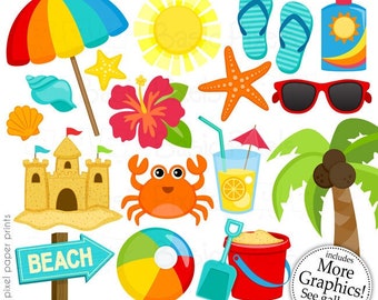 Beach Clipart - Digital Clip Art - Personal and commercial use