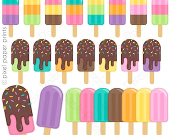 Popsicles Clipart - Digital Clip Art - Popsicle - Personal and commercial use