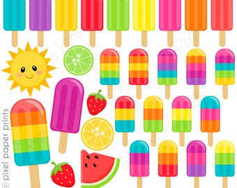 Summer Popsicles Clipart - Digital Clip Art - Popsicles - Personal and commercial use