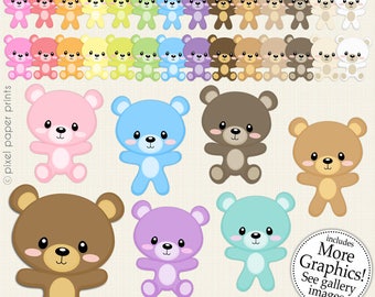 Cute Bear Clipart – High-Resolution PNG Files (Digital Download)