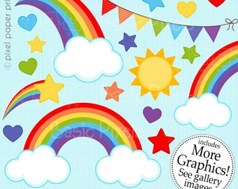 Rainbow clipart - Digital Clip Art - Personal and commercial use