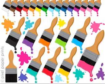 Paint Brushes - Digital Clip Art - Art Supplies - Art Party - Personal and commercial use
