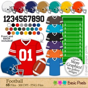 Football clipart - Digital Clip Art - Football helmet and jersey - Personal and commercial use