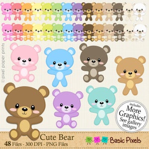 Bear clipart - CUTE BEAR - Digital Clip Art  - Personal and commercial use