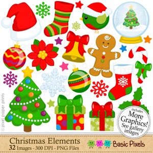 Christmas Clipart - Digital Clip Art - Christmas Elements - Personal and commercial use