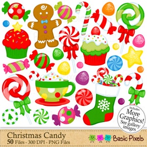 Christmas Candy Clipart - Digital Clip Art - Christmas Elements - Personal and commercial use