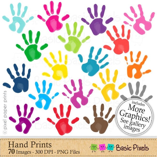 Hand prints clipart - Painted hands - Clip art - commercial use