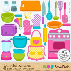 Clipart Colorful Kitchen- Cooking Clip Art - Personal and commercial use