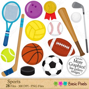 Sports clipart - Digital Clip Art - Personal and commercial use - Sports Balls