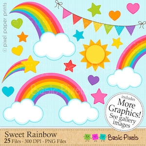 Sweet Rainbow - Digital Clip Art - Rainbow clipart for Personal and commercial use