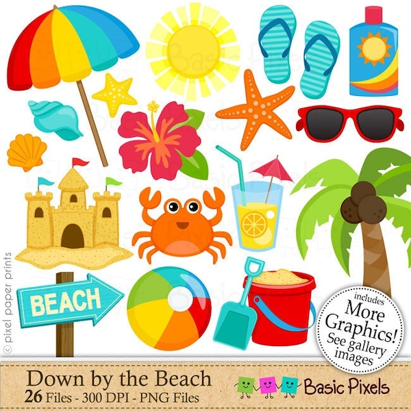 Beach Clipart - Digital Clip Art - Personal and commercial use
