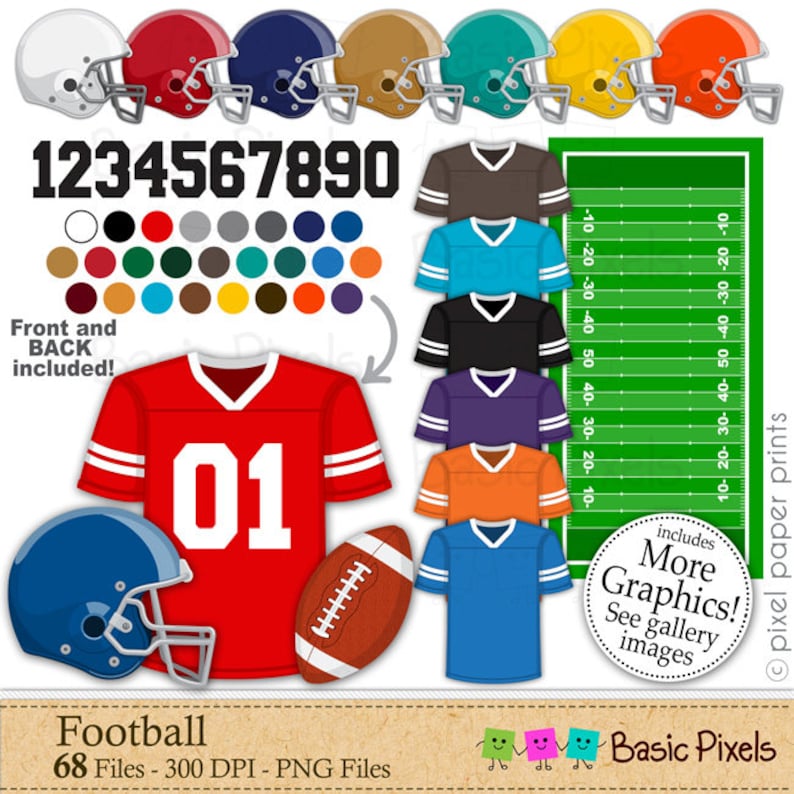 Football Clipart Digital Clip Art Football Helmet and | Etsy UK