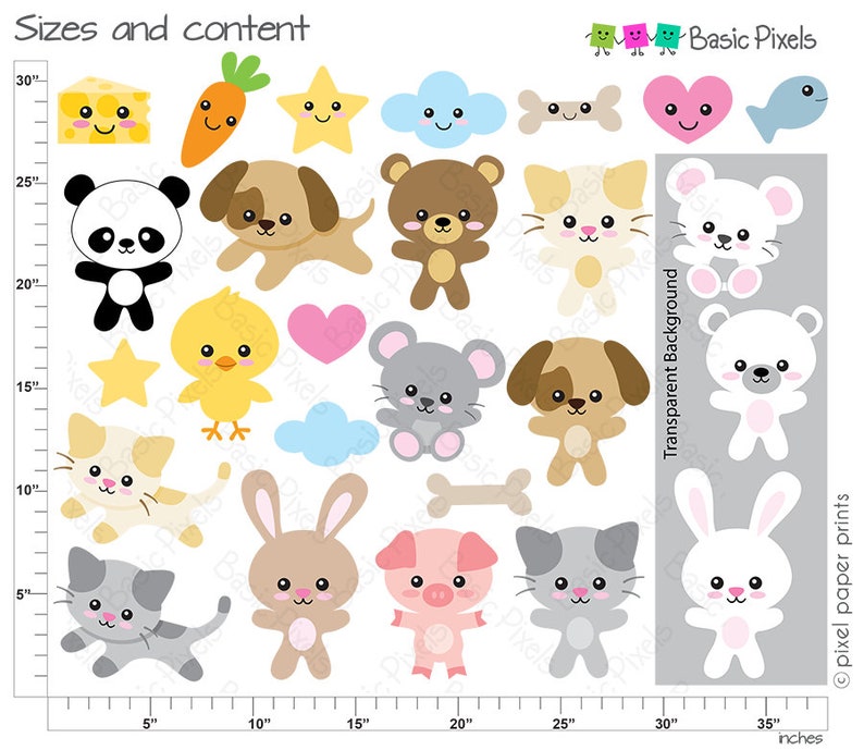 Kawaii animals clipart Digital Clip Art Cute Animal Graphics Personal and Commercial Use image 2