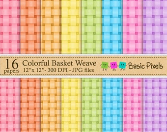 Colorful basket weave - Patterns - Backgrounds - Personal and commercial use