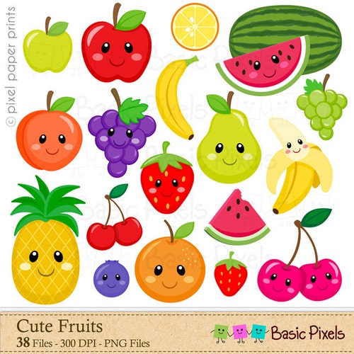 Fruits Clipart Digital Clip Art Fruit Personal and - Etsy