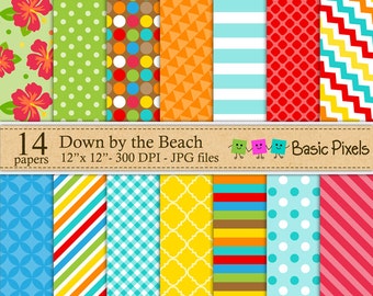 Down by the Beach Digital Papers - Patterns - Backgrounds - Personal and commercial use