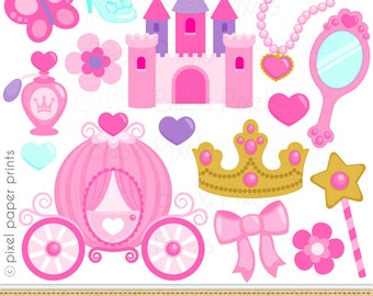Princess Elements Clip Art - Pink Princess clipart -commercial use