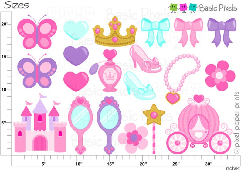 Princess Elements Clip Art - Pink Princess Clipart -commercial Use ...