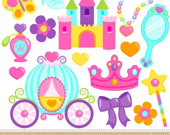 Colorful Princess Clip Art - Princess clipart -commercial use