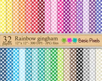 Rainbow gingham - Patterns - Backgrounds - Personal and commercial