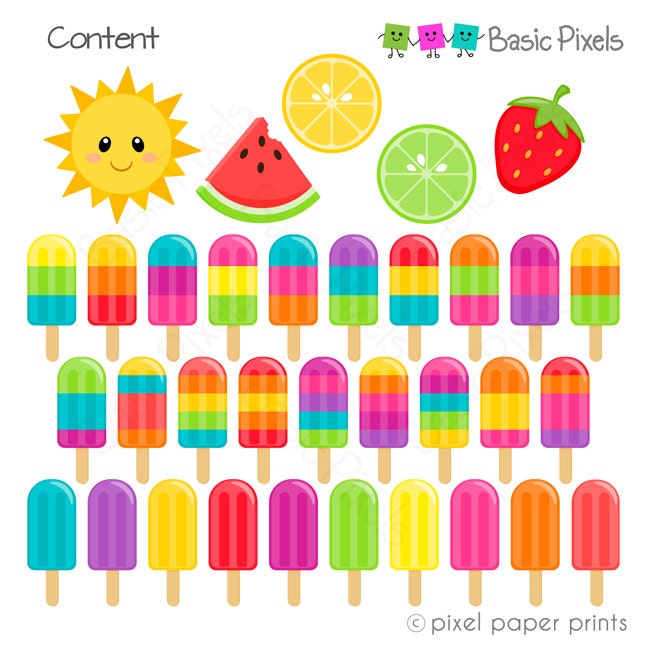 Summer Popsicles Clipart - Digital Clip Art - Popsicles - Personal and ...