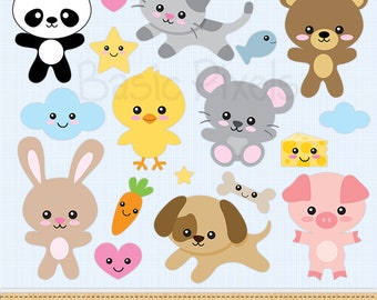 Kawaii Animal Clipart – Cute Graphics, Commercial Use (PNG)