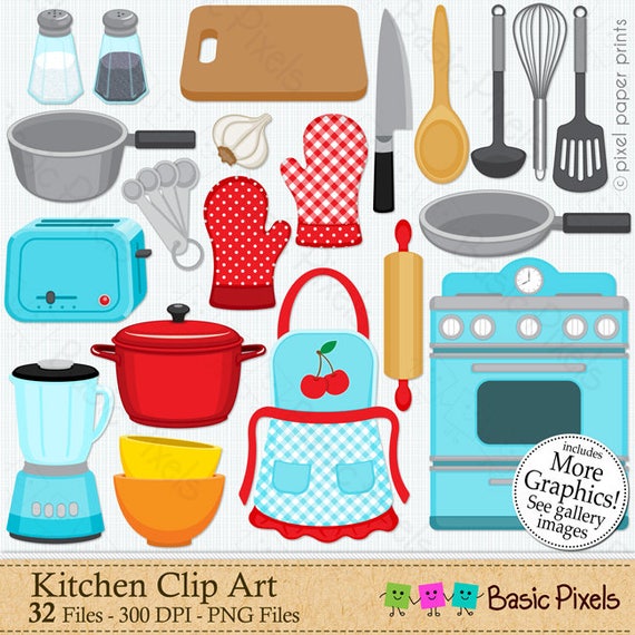 Download Kitchen Clip Art Cooking Clipart Personal And Commercial Etsy