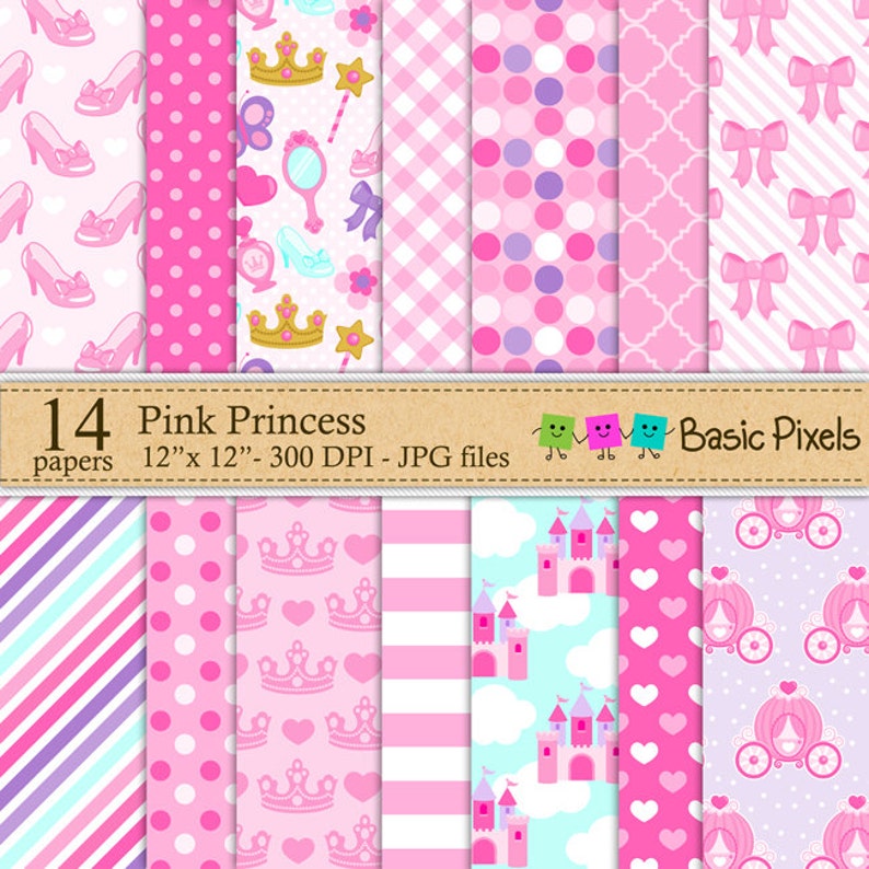 Pink Princess Digital Paper Backgrounds Personal and commercial use image 1