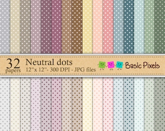 Neutral dots digital papers - Patterns - Backgrounds - Personal and commercial