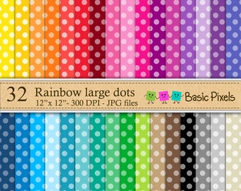 Rainbow large dots digital papers - Patterns - Backgrounds - Personal and commercial