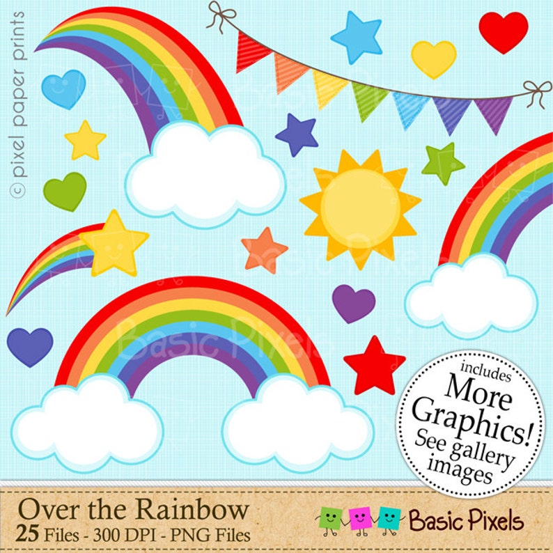 Rainbow clipart Digital Clip Art Personal and commercial use image 1