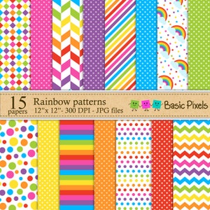 Rainbow digital papers - Patterns - Backgrounds - Personal and commercial use