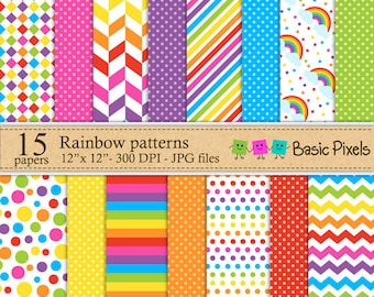 Rainbow digital papers - Patterns - Backgrounds - Personal and commercial use