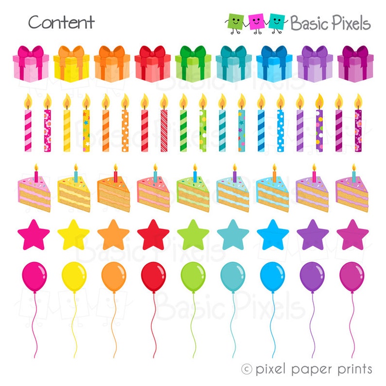 Birthday Clipart Digital Clip Art Rainbow Birthday Personal and commercial use image 2