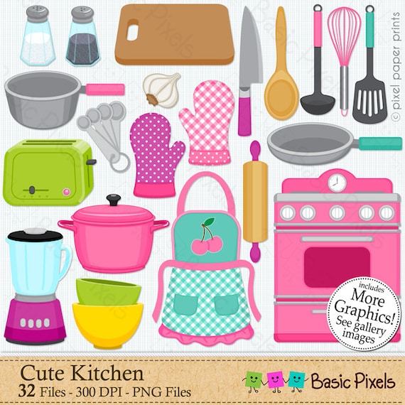 Clip Art Cute Kitchen - Cooking Clipart - Personal and commercial use