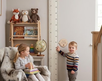 Wooden Growth Chart Ruler | Handpainted| Personalised Fathers Day |Nursery Decor