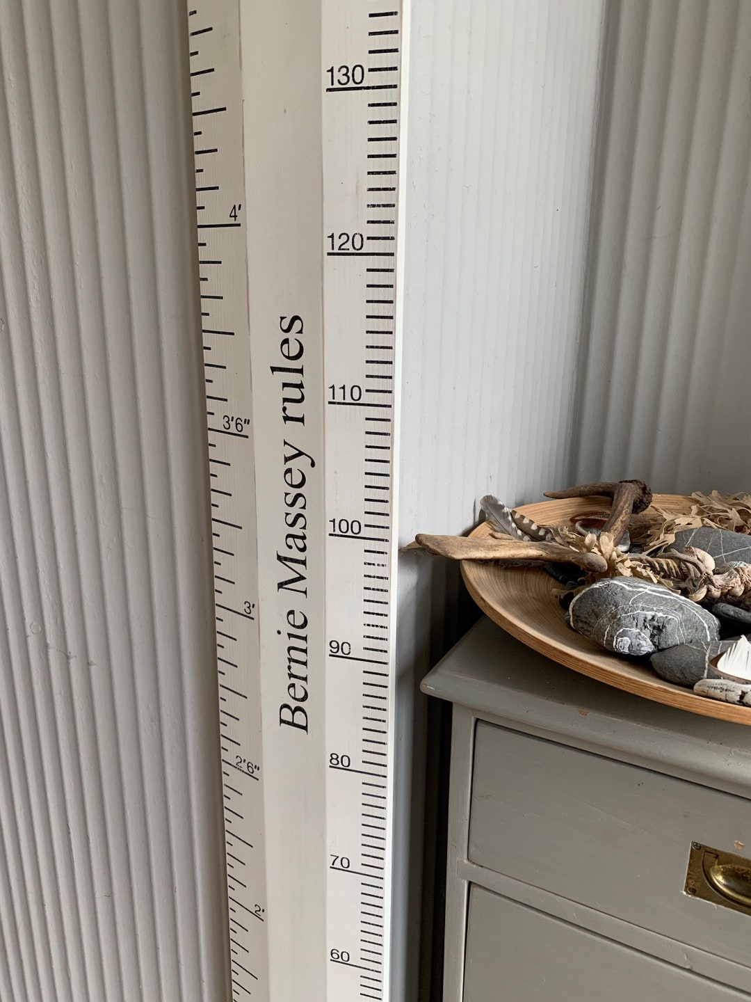 Beach Ruler Handpainted Wooden Height Chart Ruler – Distressed Beach Hut Decor ...